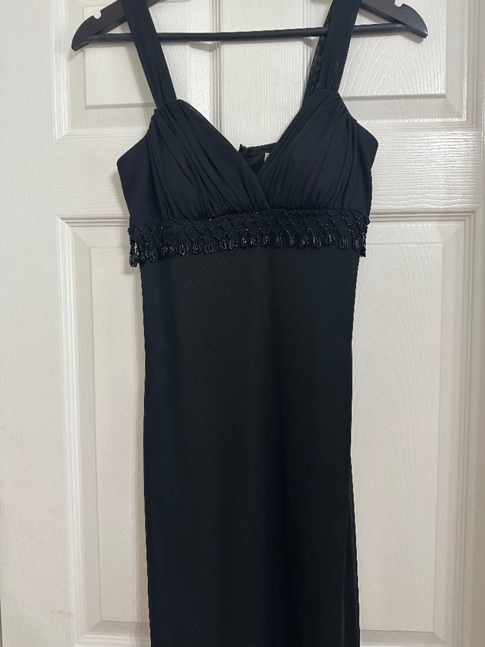 Betsy & Adam by Linda Bernell Black Beaded Y2K Formal Cocktail Dress Size 4